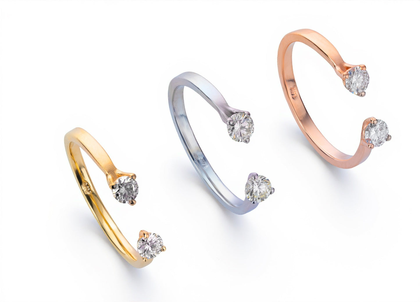 Rose gold ring with two small diamonds 0.26 carat