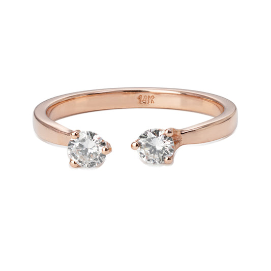 Rose gold ring with two small diamonds 0.26 carat