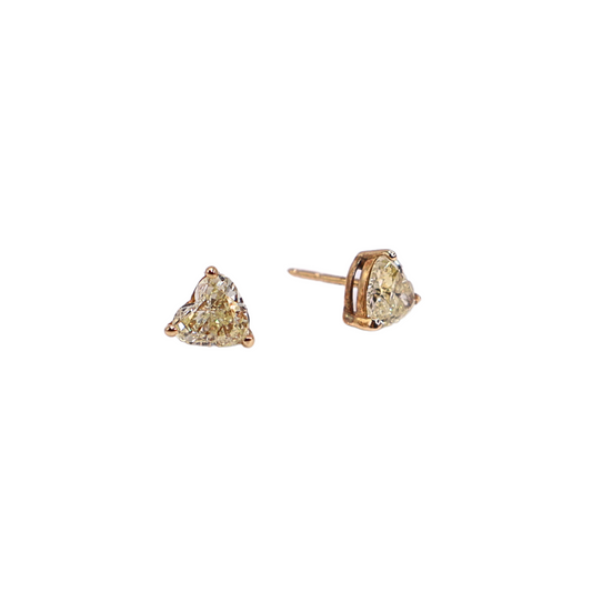 Heart earrings yellow gold 1.02 carat