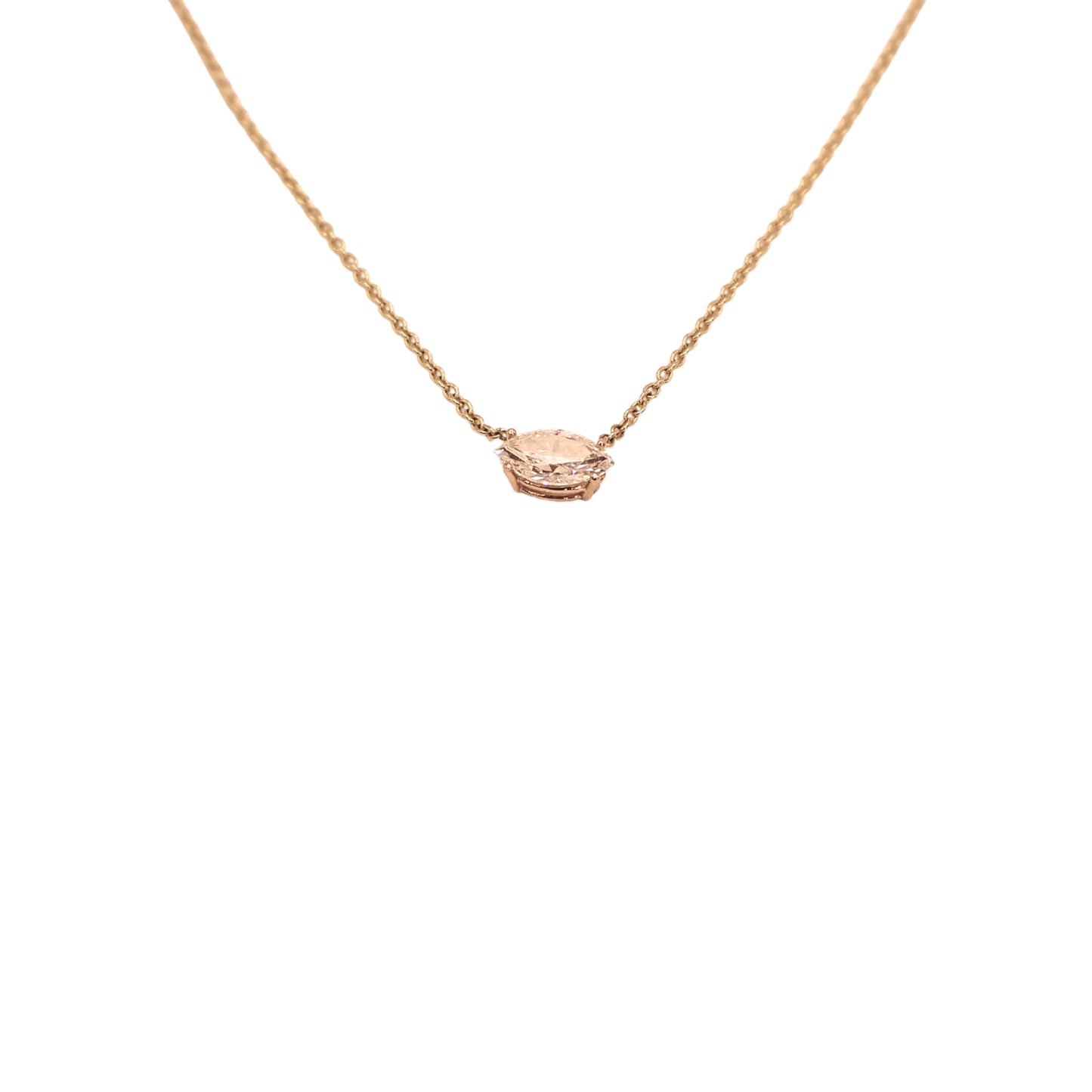 MQ necklace yellow gold GIA L VS2 0.78 carat