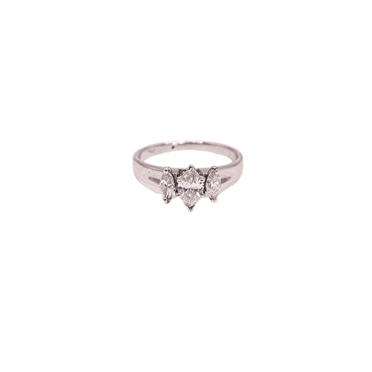 MQ ring white gold 0.50 carat F VS1