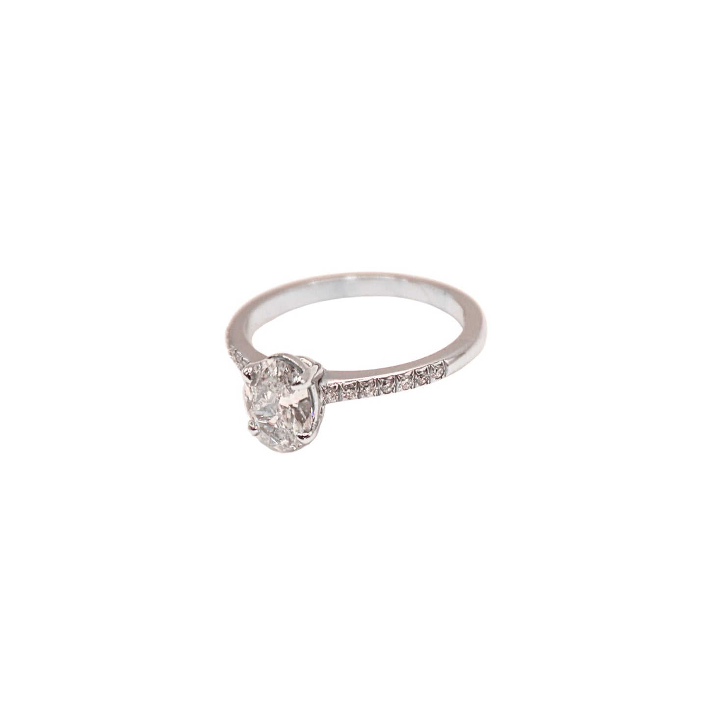 OV ring white gold 0.74 carat GIA E I2