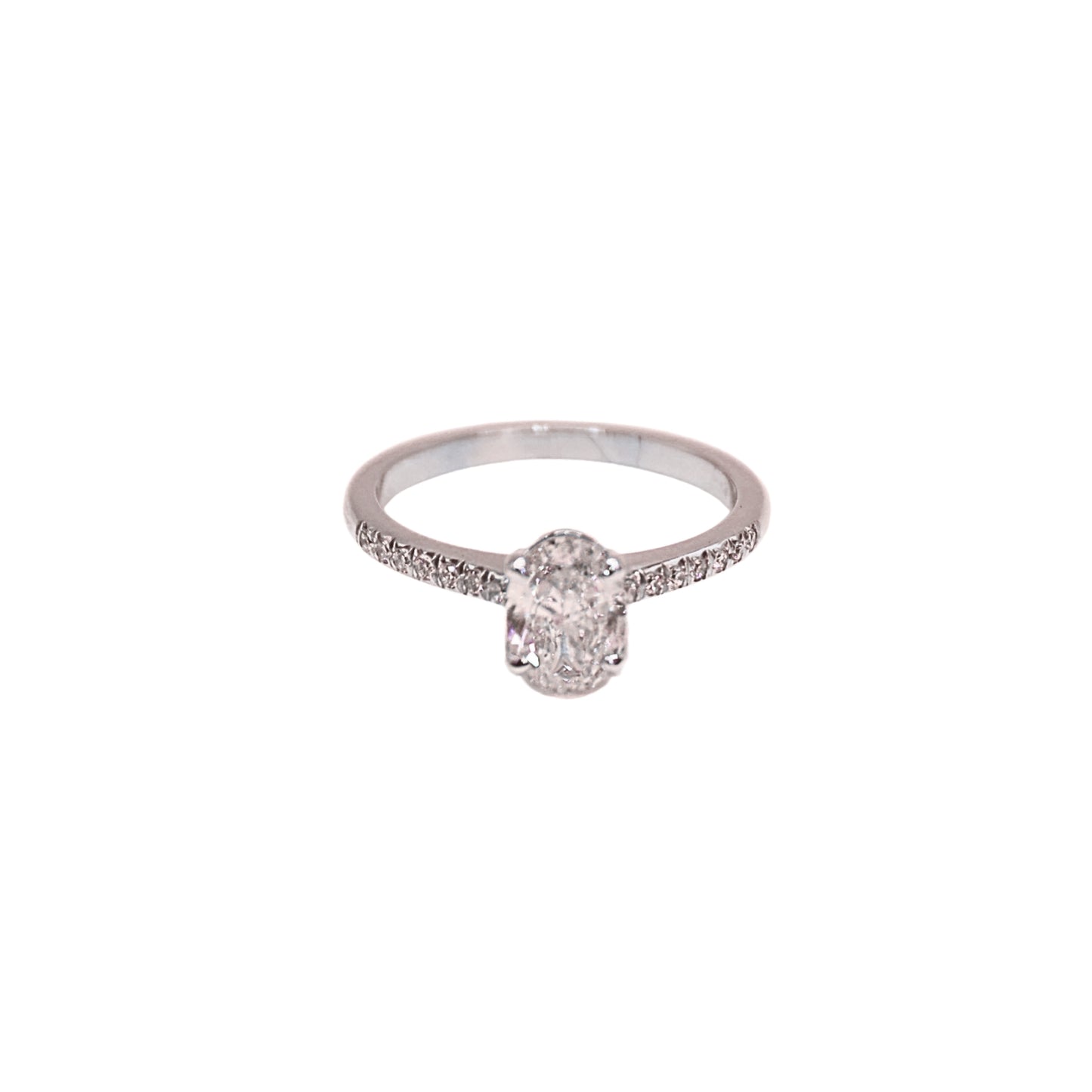 OV ring white gold 0.74 carat GIA E I2