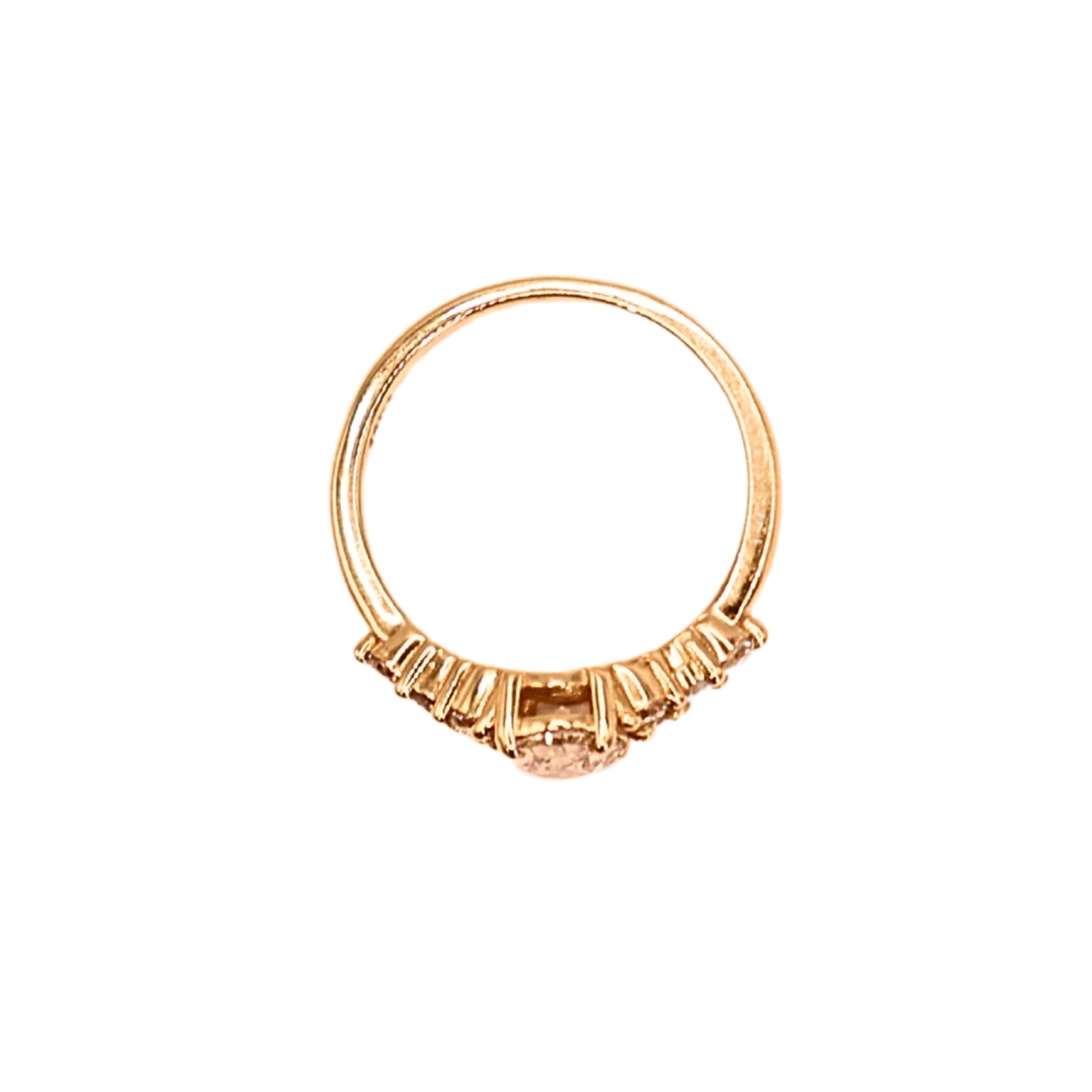 Oval ring with side stones yellow gold 0.75 carat