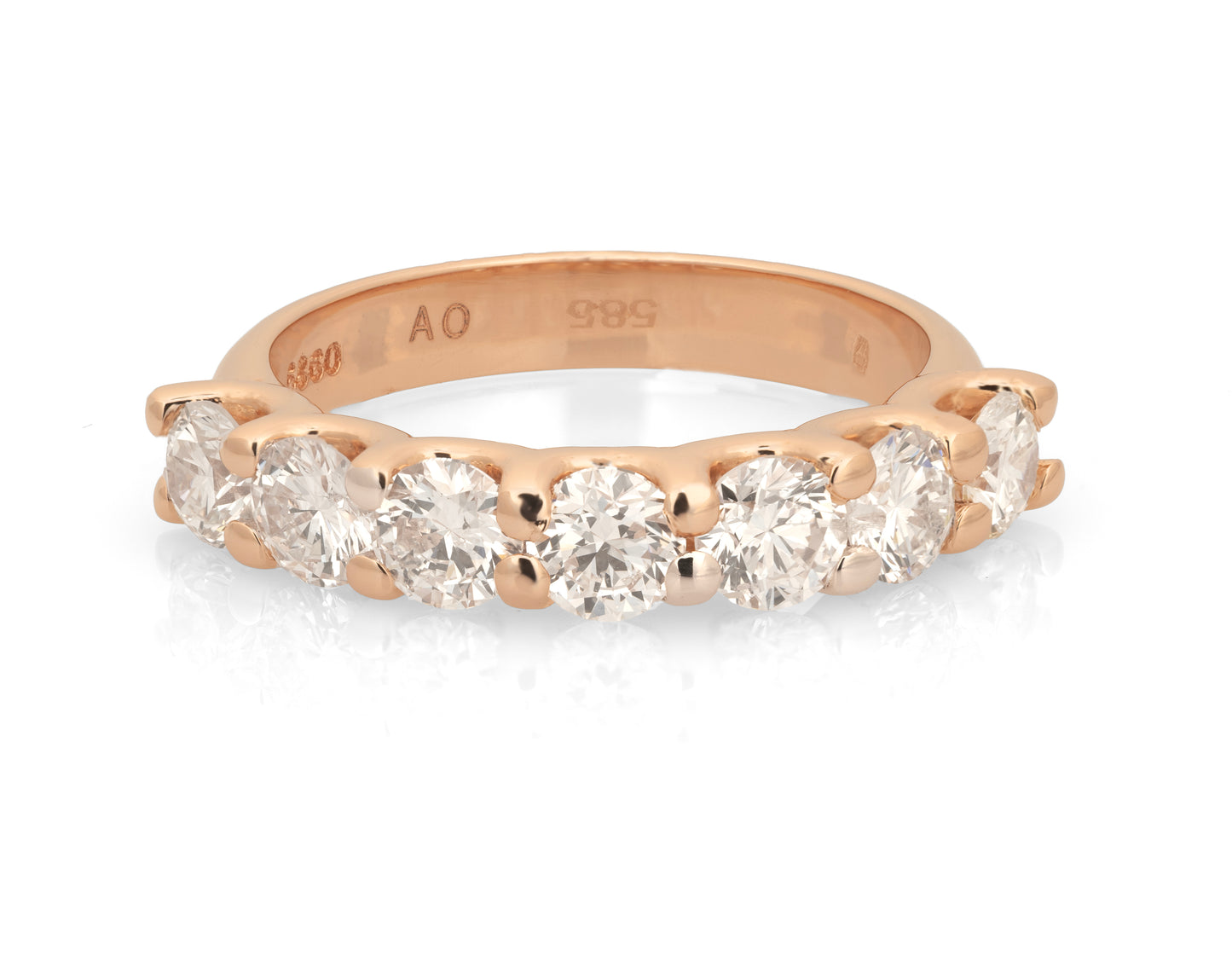 Rose gold ring 7 stones 1.66 carat