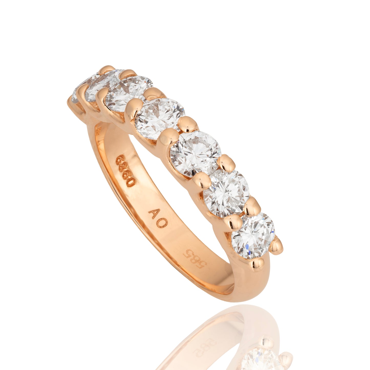 Rose gold ring 7 stones 1.66 carat