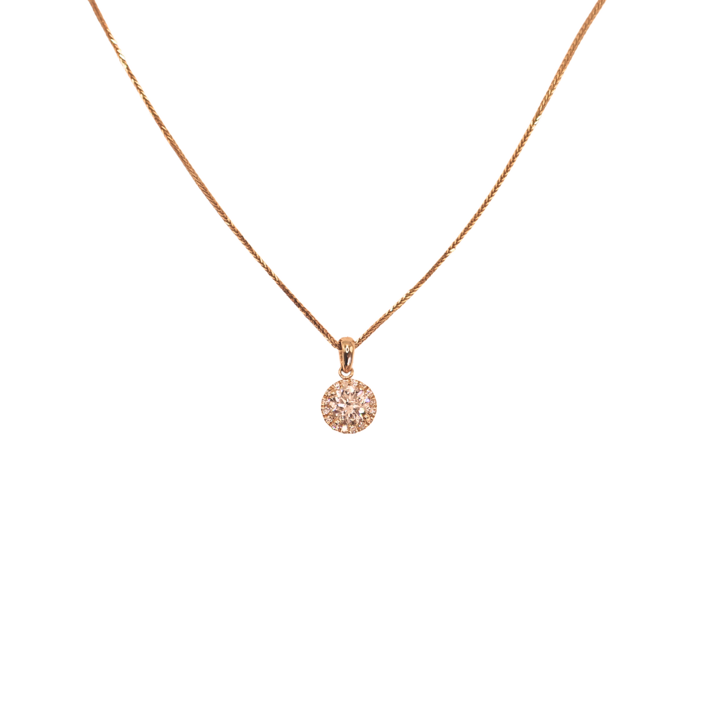 Round diamond necklace yellow gold 1.02 carat