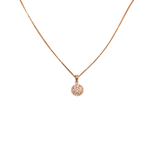 Round diamond necklace yellow gold 1.02 carat