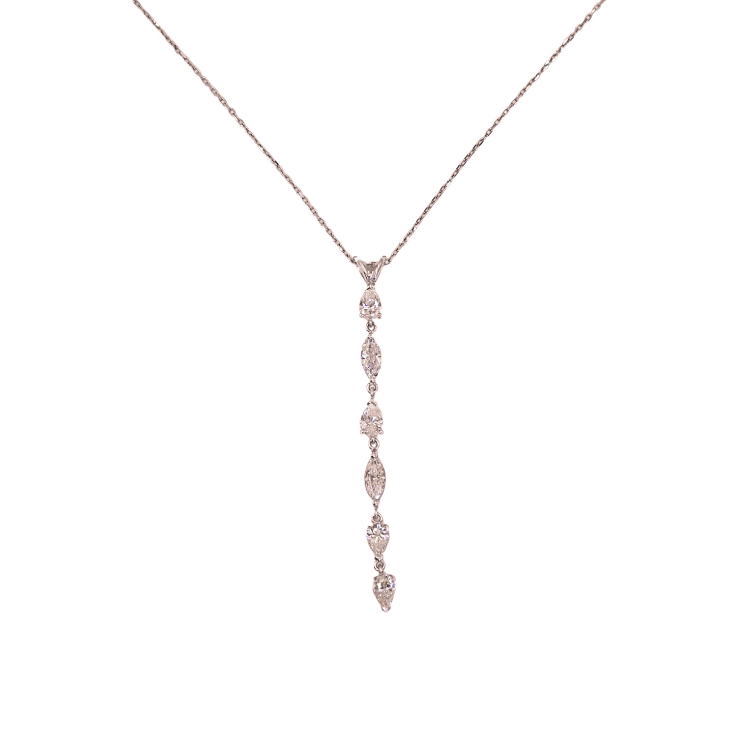 Tie necklace white gold 1.49 carat