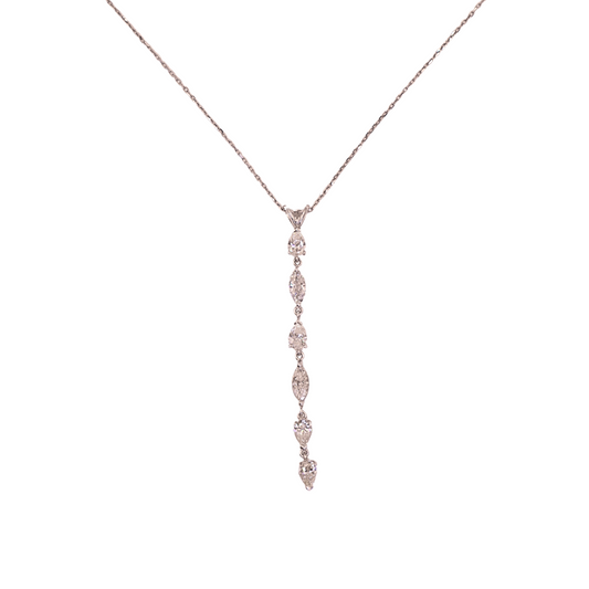 Tie necklace white gold 1.49 carat