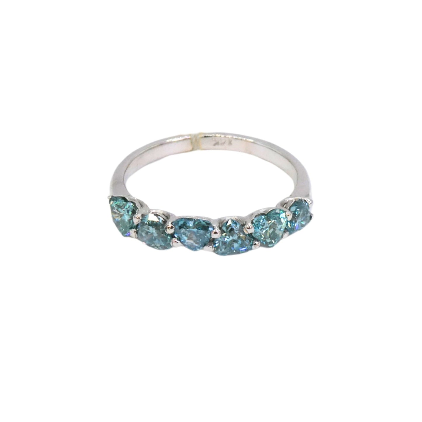 White gold ring with 6 blue colored diamonds 1.34carat