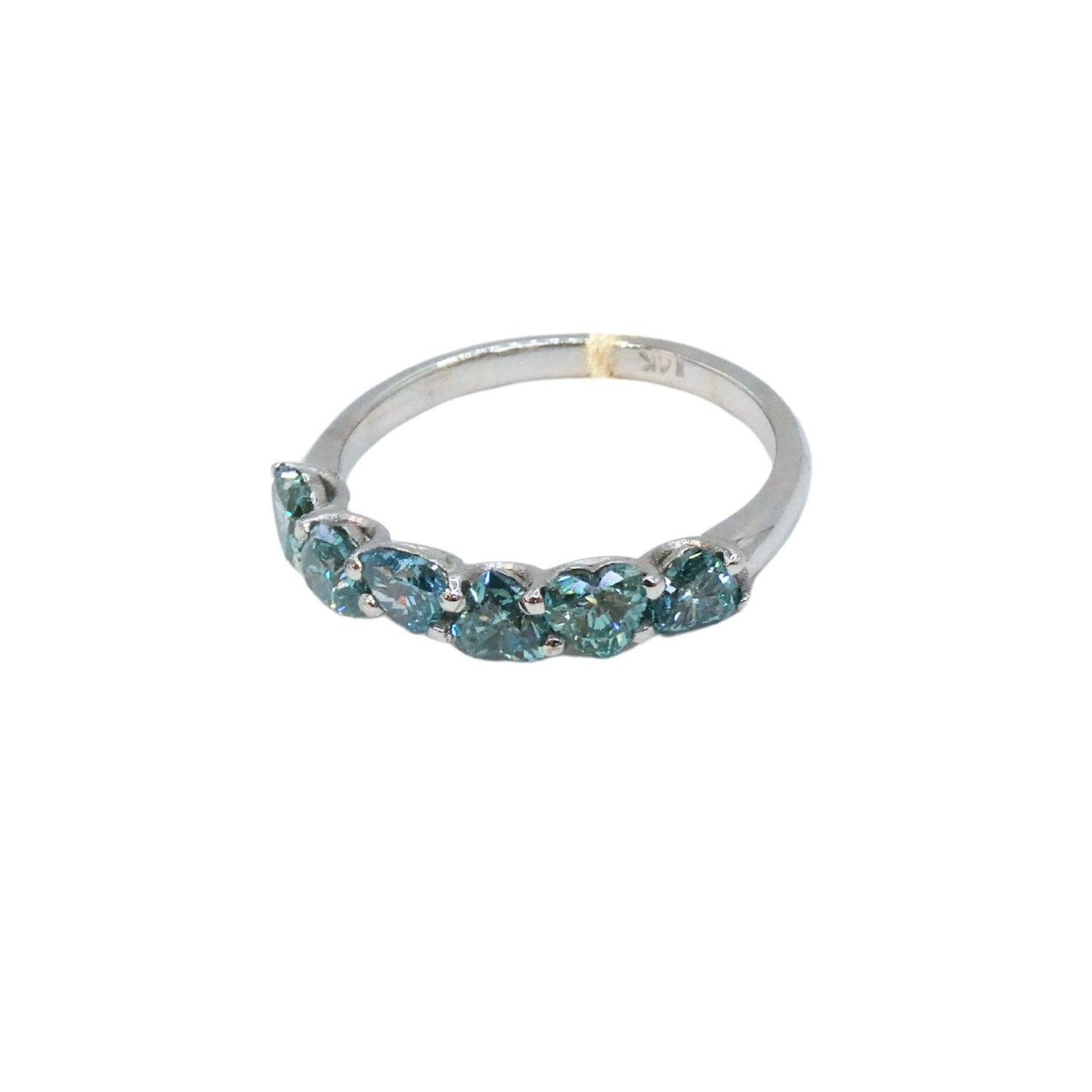 White gold ring with 6 blue colored diamonds 1.34carat