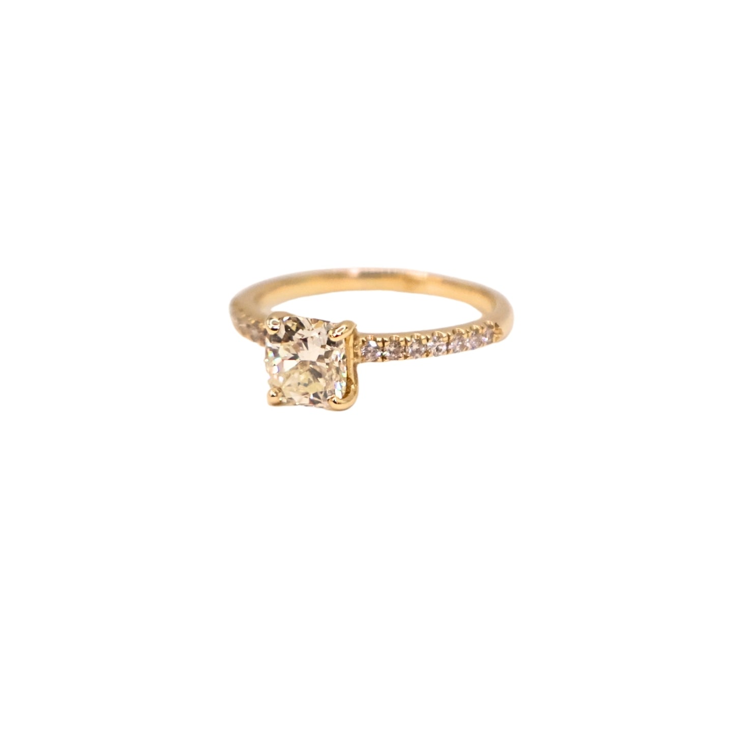 Yellow gold ring CUS GIA M VS1 1.02 carat