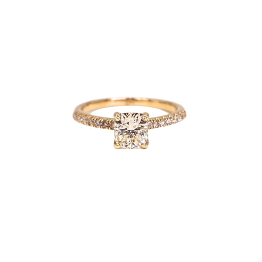 Yellow gold ring CUS GIA M VS1 1.02 carat