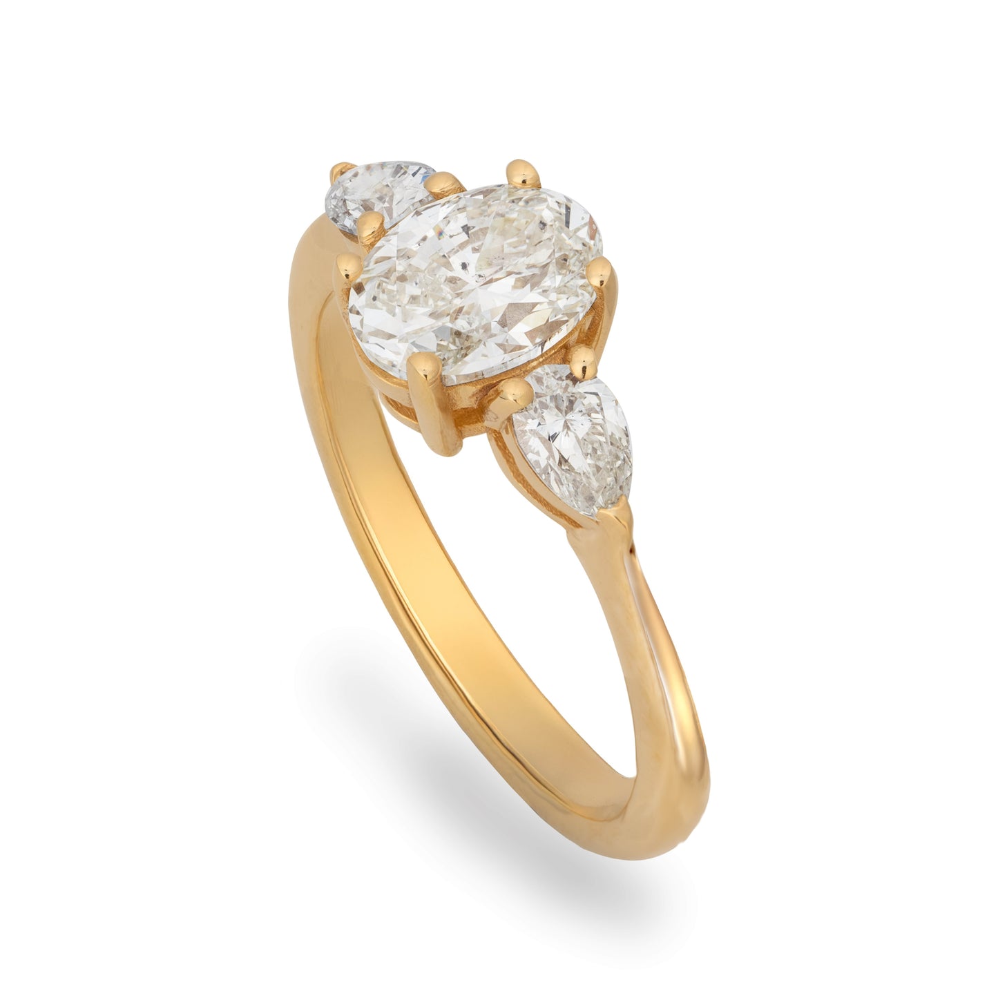 Yellow gold ring OVAL & PS GIA L SI2 1.49 carat total