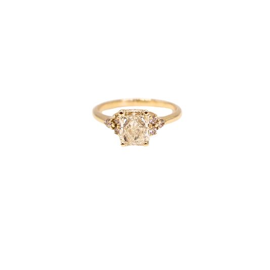 Yellow gold ring RAD GIA K VS2 1.00 carat
