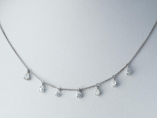 White gold necklace 7 stones 0.88 carat