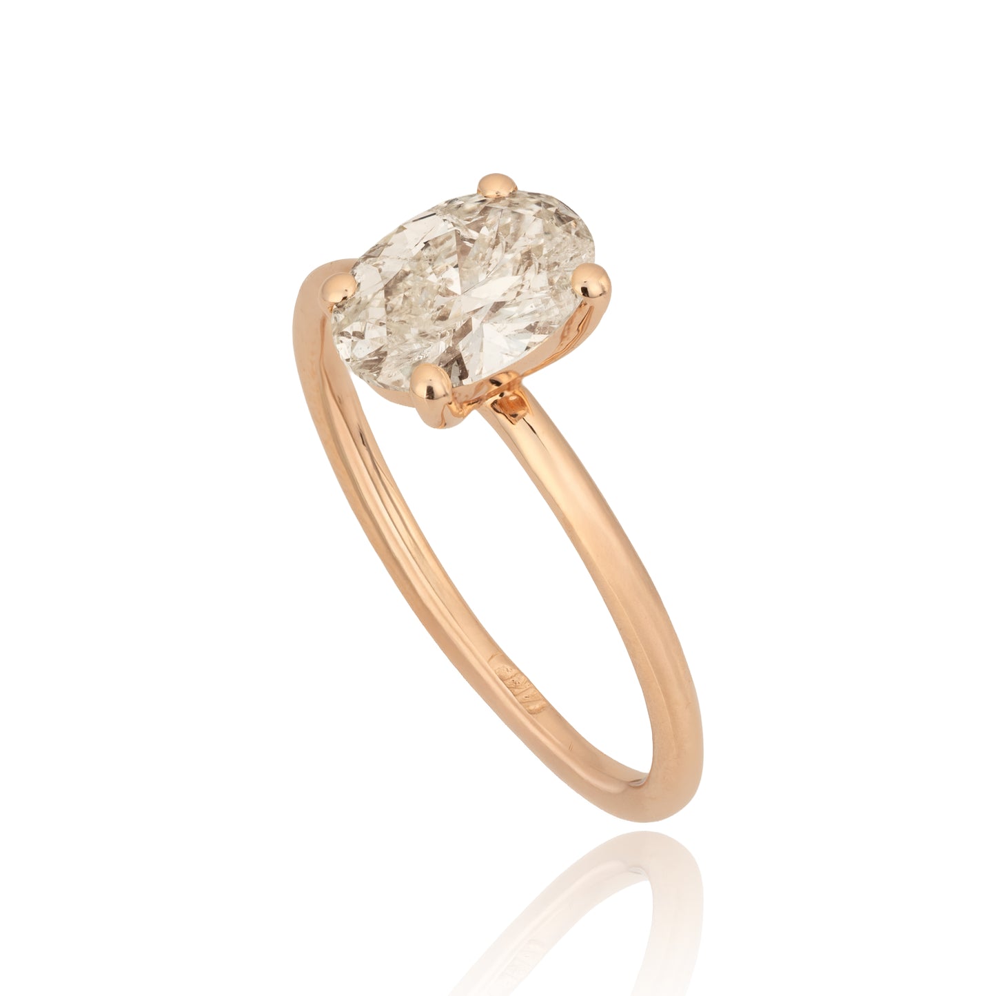 Rose gold ring oval 1.08 carat