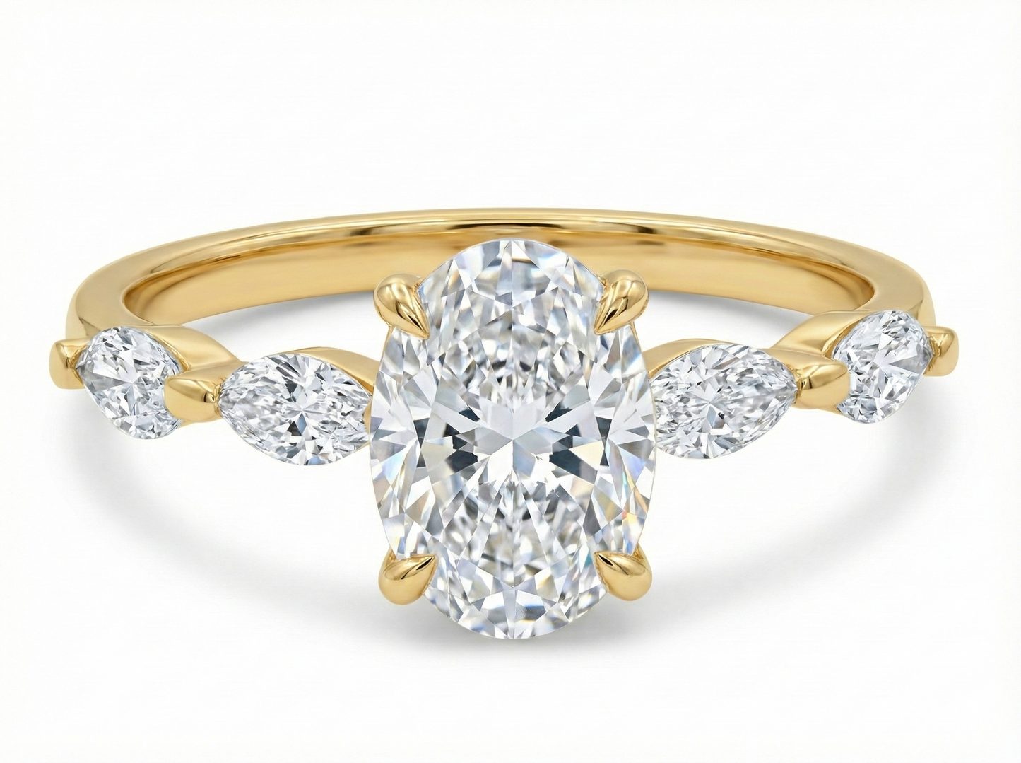 Yellow gold diamond ring oval 1.5 carat